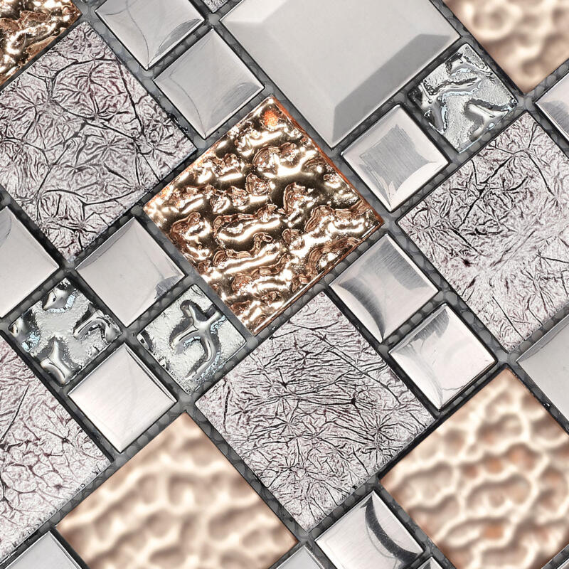 Glass Metal Rose Gold Shell Glass Backsplash Tile BA62015 6