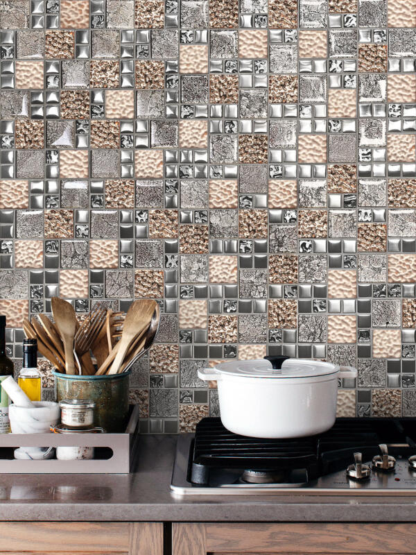 Glass Metal Rose Gold Shell Glass Backsplash Tile BA62015