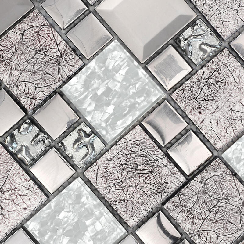 Glass Metal White Shell Glass Backsplash Tile BA62014 6