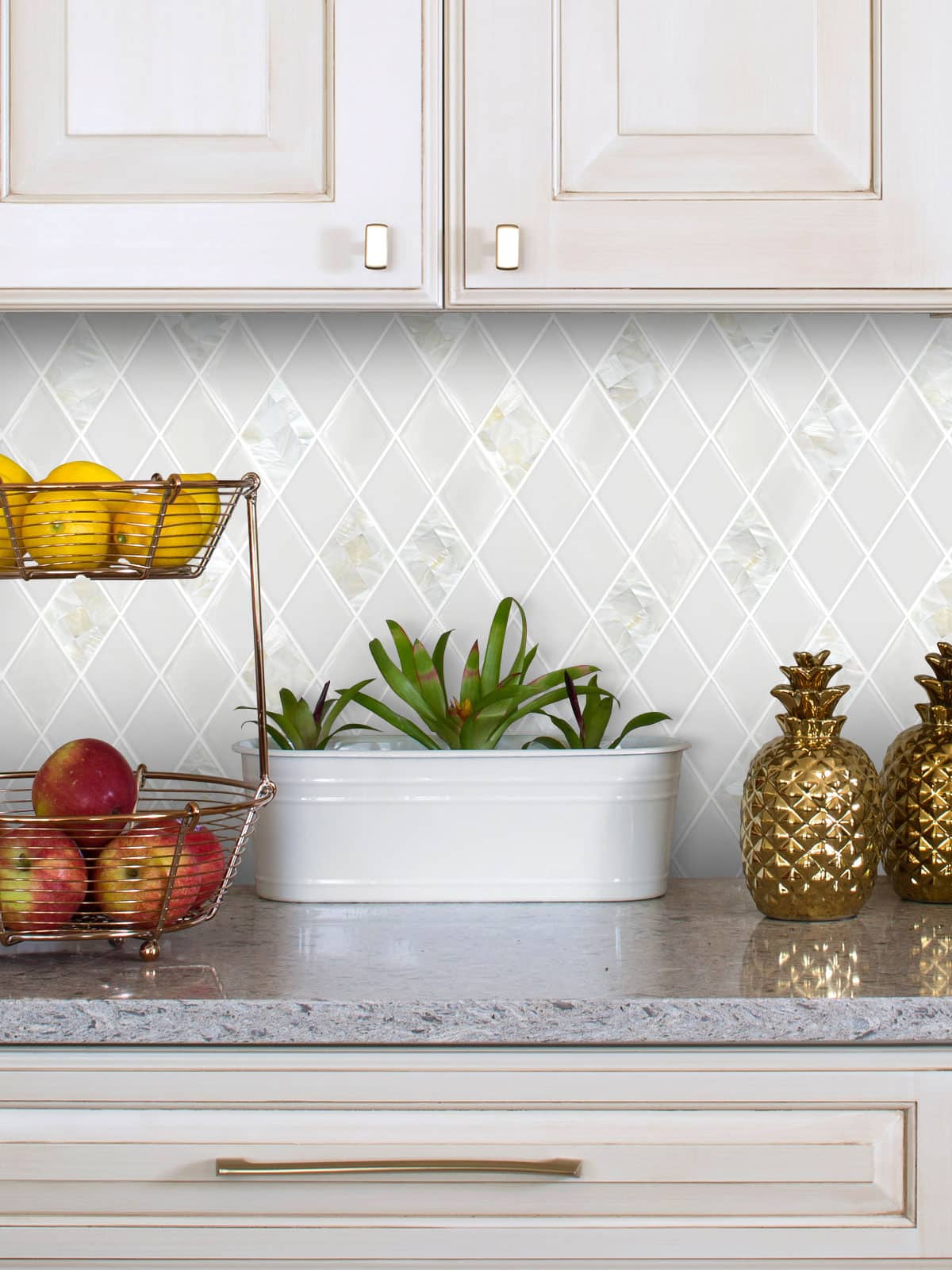 Beige Kitchen Countertop Glass Shell Backsplash Tile BA6706