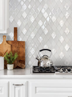 Countertop with White Glass Shell Diamond Tile BA6706