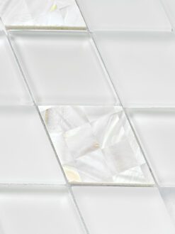 White Glass Shell Diamond Mosaic Backsplash Tile BA6706 8