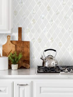 White Glass Shell Diamonddd Mosaic Backsplash Tile BA6706