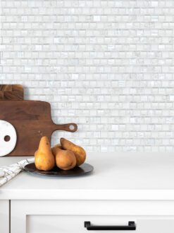 White Shell and Crackle Glass Mosaic Backsplash Tile BA6705
