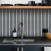 Modern Gray and Black Beveled Metallic Glass Backsplash Tile BA8020