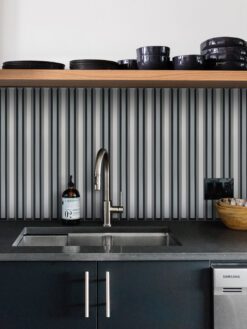 Modern Gray and Black Beveled Metallic Glass Backsplash Tile BA8020