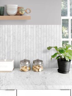 Modern Long Marble Carrara Gray Backsplash Mosaic Tile BA1077