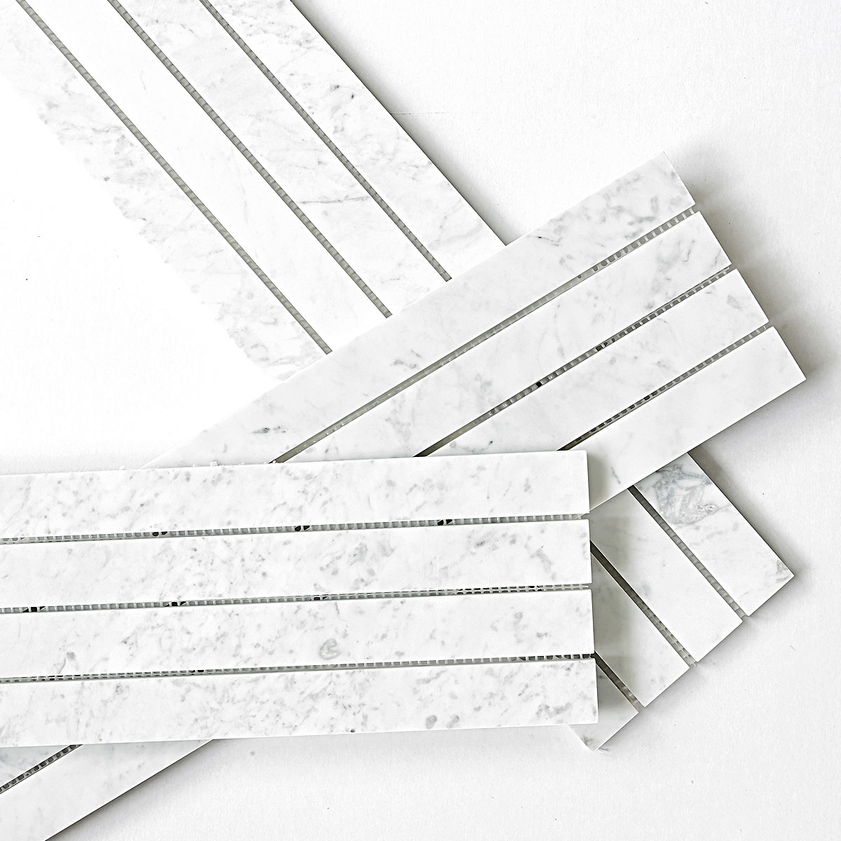 Modern Long Marble Carrara Gray Backsplash Mosaic Tile BA1077 7