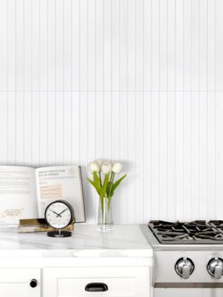 Modern Long Marble Pure White Backsplash Mosaic Tile BA1078