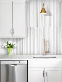 White Cabinet Modern Long Marble White Gray Backsplash Mosaic Tile BA1079