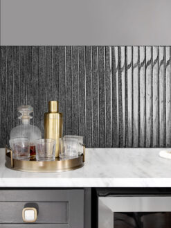 White Countertop Shimmery Black Glass Modern Backsplash Tile BA8021