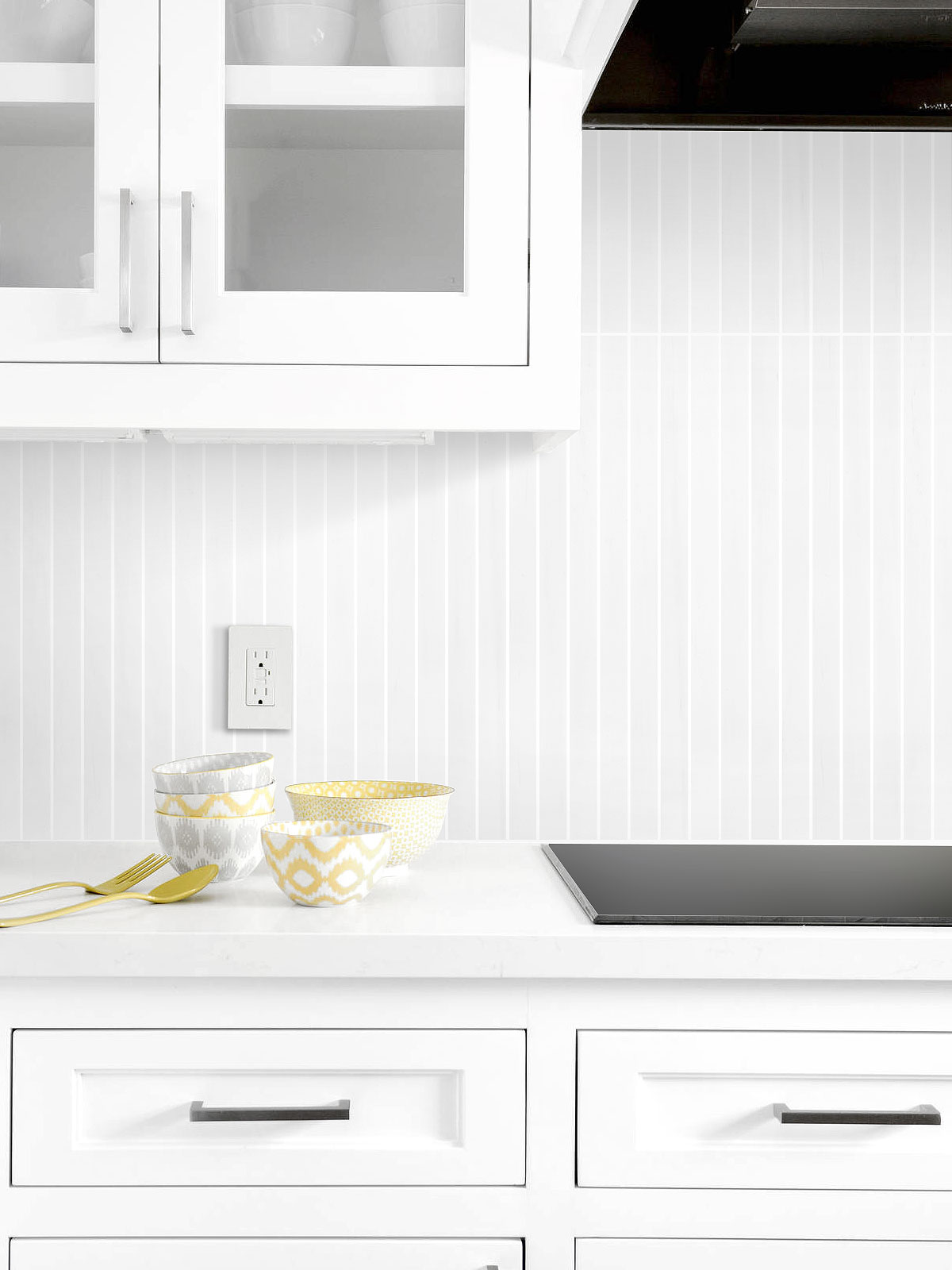 White Kitchen Cabinet Modern Long Marble Pure White Backsplash Mosaic Tile BA1078