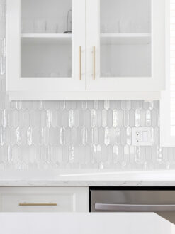 Full White Kitchen with Shell Glass Backsplash Tile BA6701