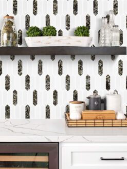 Glass Brown Pearl Picket Backsplash Tile BA6708