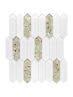Glass Green Pearl Picket Backsplash Tile BA6710 mosaic
