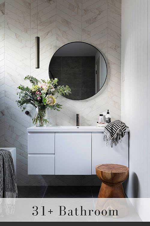 Backsplash for White Bathroom Vanity