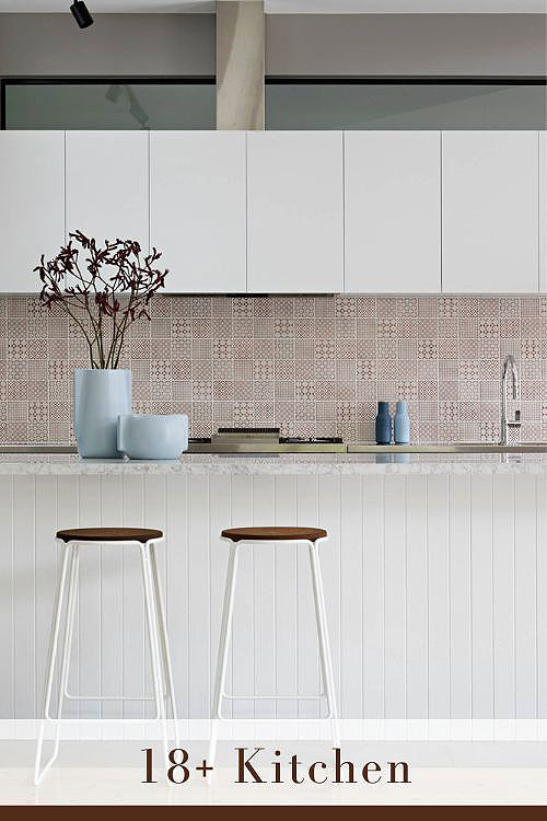 Colorful Backsplash for White Kitchen
