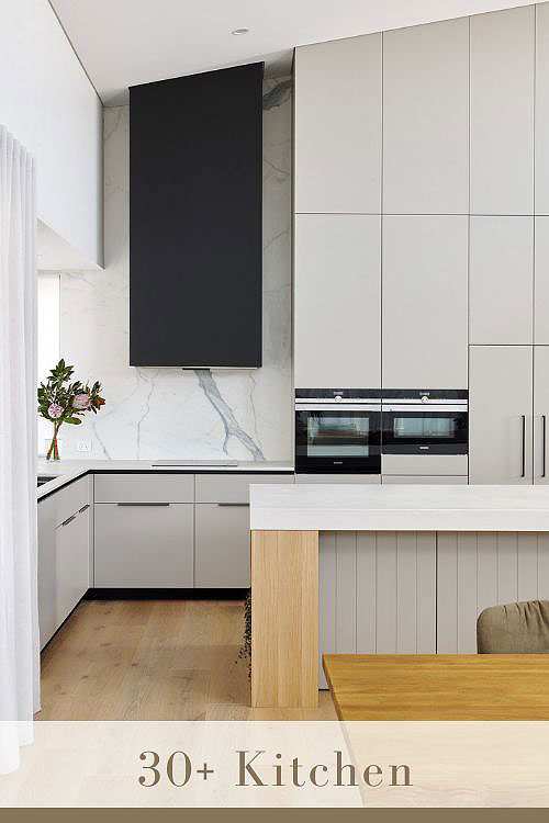 Gray Cabinets with White Backsplash