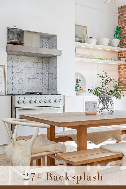 Matte White Kitchen Backsplash
