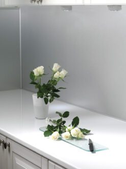 Quartz Countertop Modern Silver Steel Metal Groutless Backsplash Tile BA8802