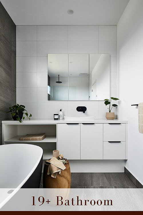 White Bathroom with Black Fixtures