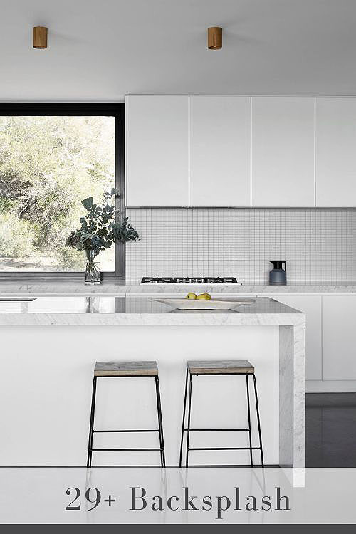 White Ceramic Tile Backsplash