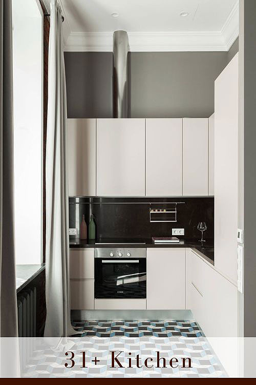 White Kitchen with Stainless Steel Appliance