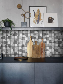 Black Modern Cabinet Gray Black Metallic Textured Glass Backsplash Tile BA8004