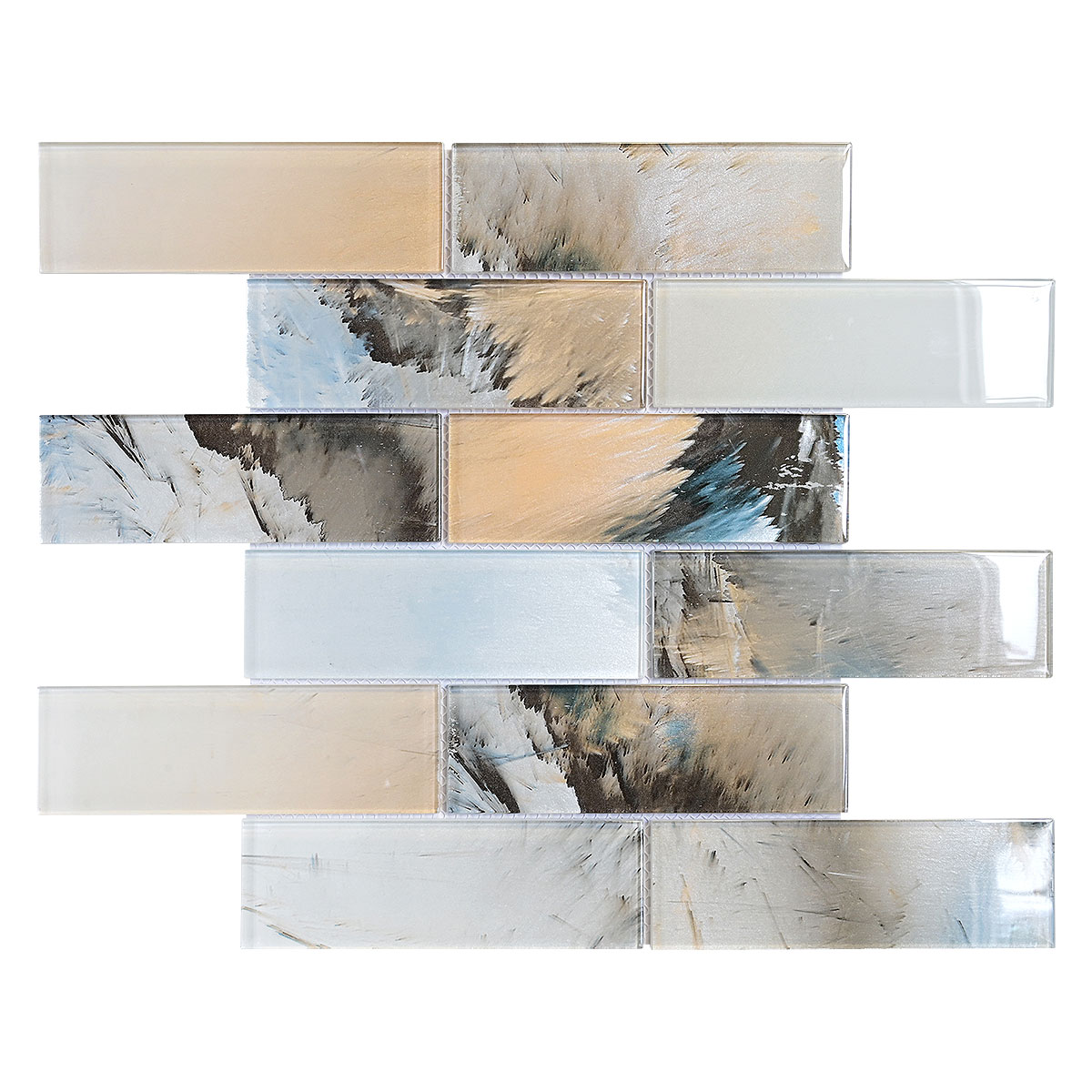 Blue Brown Subway Glass Backsplash Tile 2 BA8002