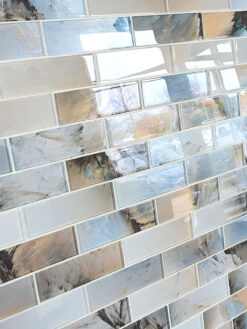Blue Brown Subway Glass Backsplash Tile 5 BA8002