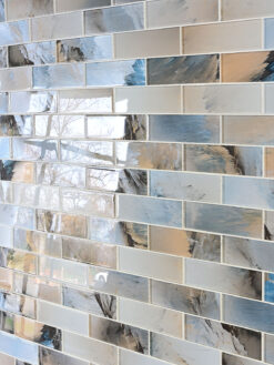 Blue Brown Subway Glass Backsplash Tile 6 BA8002