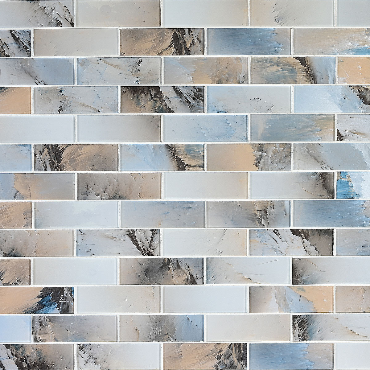 Blue Brown Subway Glass Backsplash Tile 8 BA8002