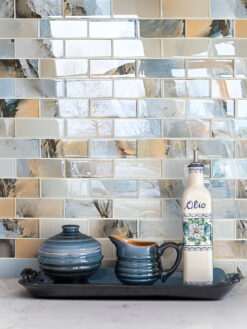 Blue Brown Subway Glass Backsplash Tile BA8002