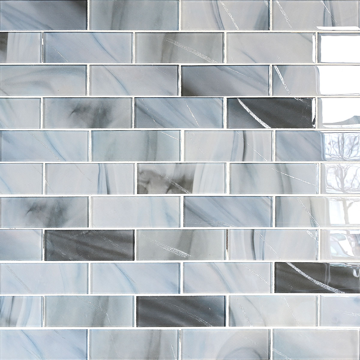 Blue Glass with Sparkle Design Subway Backsplash Tile 7 BA8010
