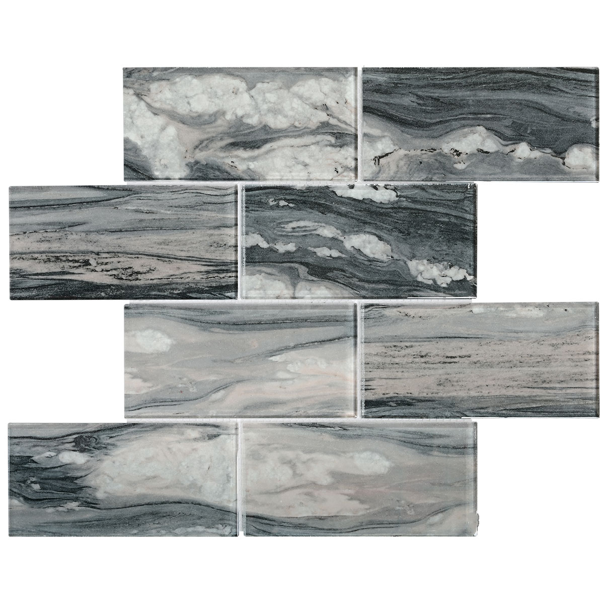 Gray Beige Colors Subway Glass Backsplash Tile 2 BA8009