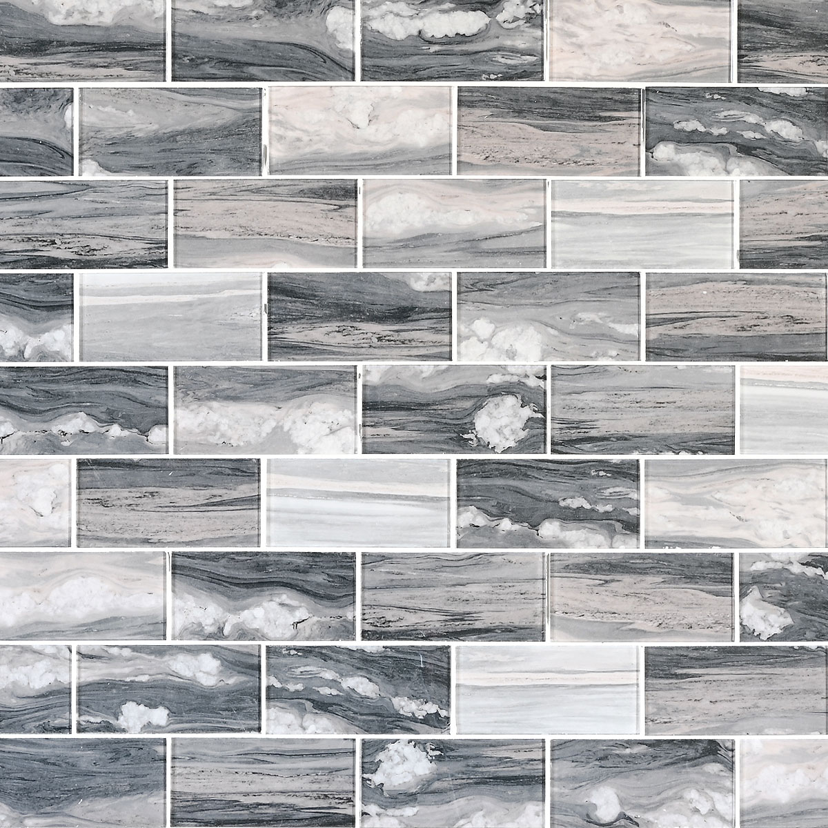 Gray Beige Colors Subway Glass Backsplash Tile 8 BA8009