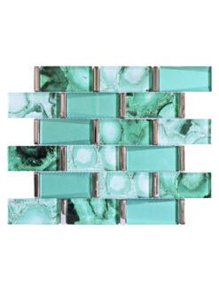 Green Unique Glass Subway Beveled Glass Backsplash Tile 1 BA8013