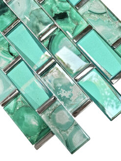 Green Unique Glass Subway Beveled Glass Backsplash Tile 4 BA8013