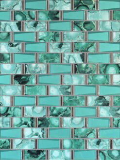 Green Unique Glass Subway Beveled Glass Backsplash Tile 5 BA8013