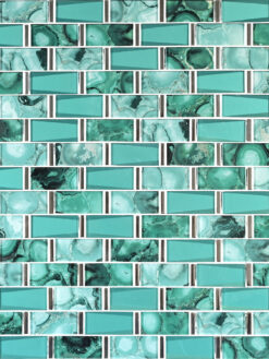 Green Unique Glass Subway Beveled Glass Backsplash Tile 6 BA8013
