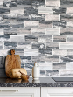 Marble Countertop Gray Beige Subway Glass Backsplash Tile BA8010