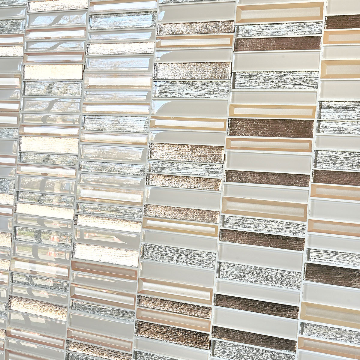 Rose Gold Beveled Edge Glass Backsplash Tile 8 BA8006
