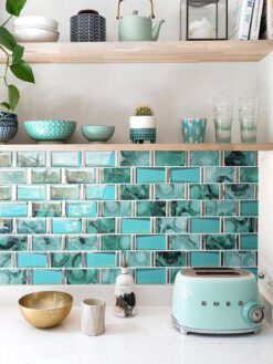 White Kitchen Countertop Green Unique Glass Subway Beveled Glass Backsplash Tile BA8013