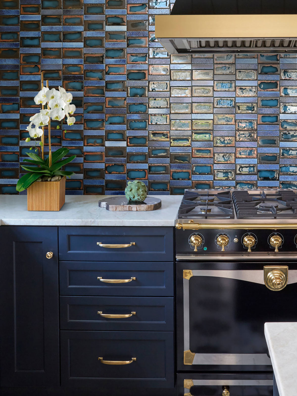 Blue Cabinet Blue Rustic Glass Backsplash Tile BA6204