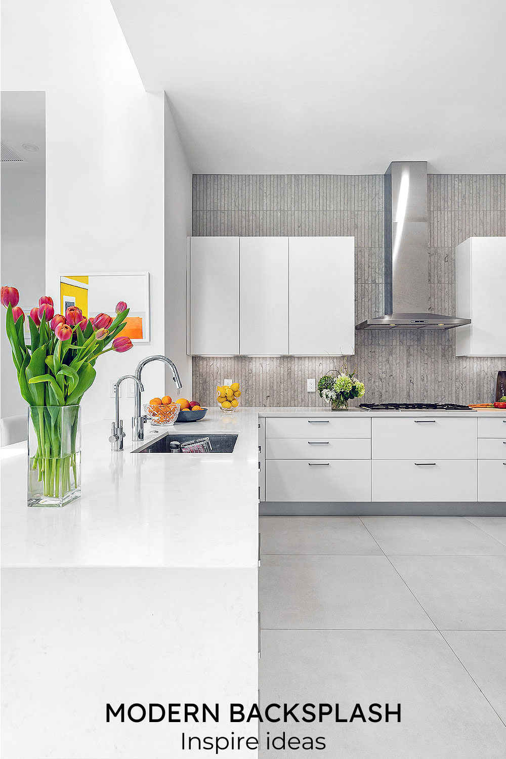 modern backsplash tile white quartz countertop