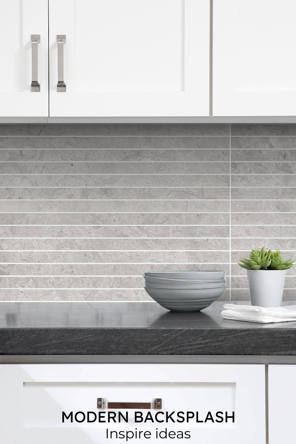 modern cabinet with black countertop backsplash tile