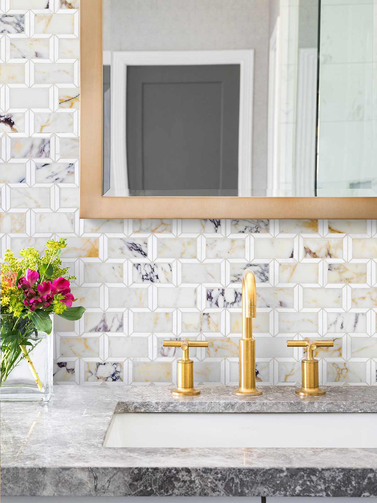 Bathroom Vanity Multi Color Marble Backsplash Tile BA6330