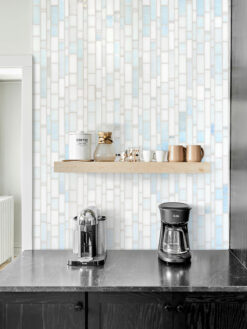 Black Countertop with Pearl Glass Subway Tile BA7016
