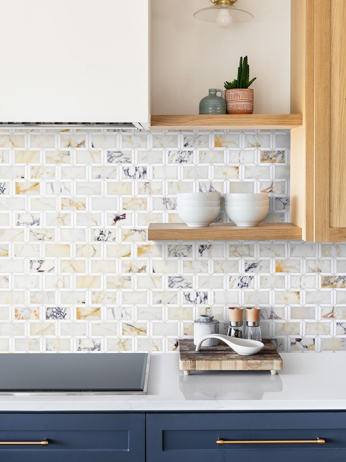 Blue Cabinet Multi Color Marble Backsplash Tile BA6330