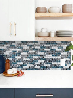 Blue White Kitchen Blue White Subway Glass Backsplash Tile BA8011